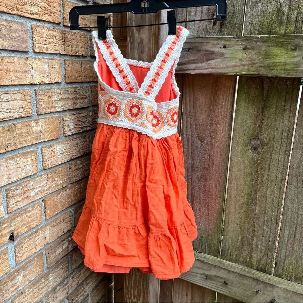 Haute Hippie Orange and White Crochet Kids Dress - Picture 2 of 3